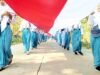 Bendera 81 Meter Diarak di Kampung Samin Margomulyo Bojonegoro