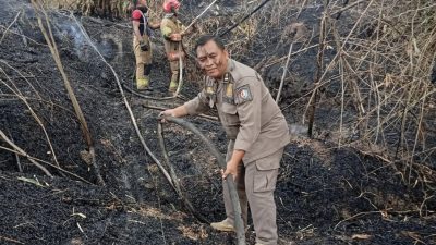 Rumpun Bambu di Megale Kedungadem Terbakar, Petugas Damkarmat Berjibaku Padamkan Api
